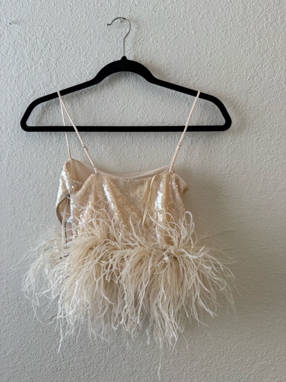 L'Academie Champagne Sequin Feather Cami - Picture 5 of 6